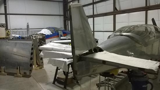 RVs under work in the chapter hangar