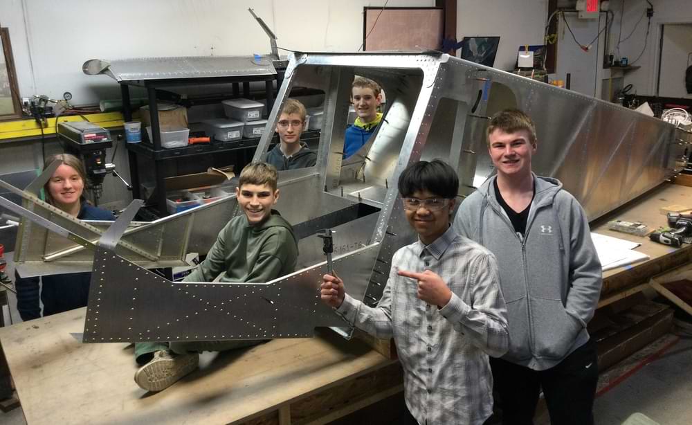 the Zenith's fuselage on the work table