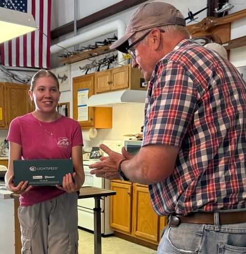 Hope receiving her headset